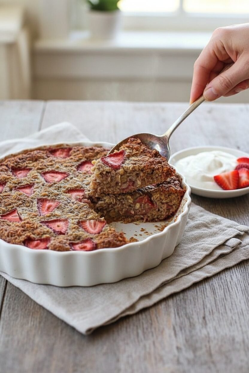Strawberry Chia Baked Oatmeal Delight