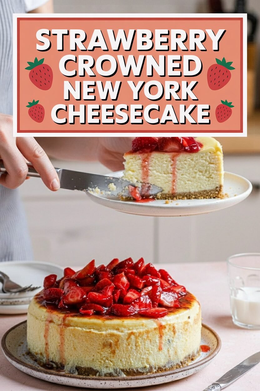 Strawberry Crowned New York Cheesecake