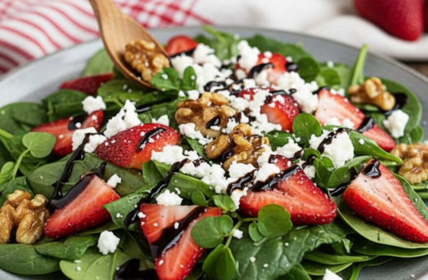 Strawberry Spinach Salad with Goat Cheese