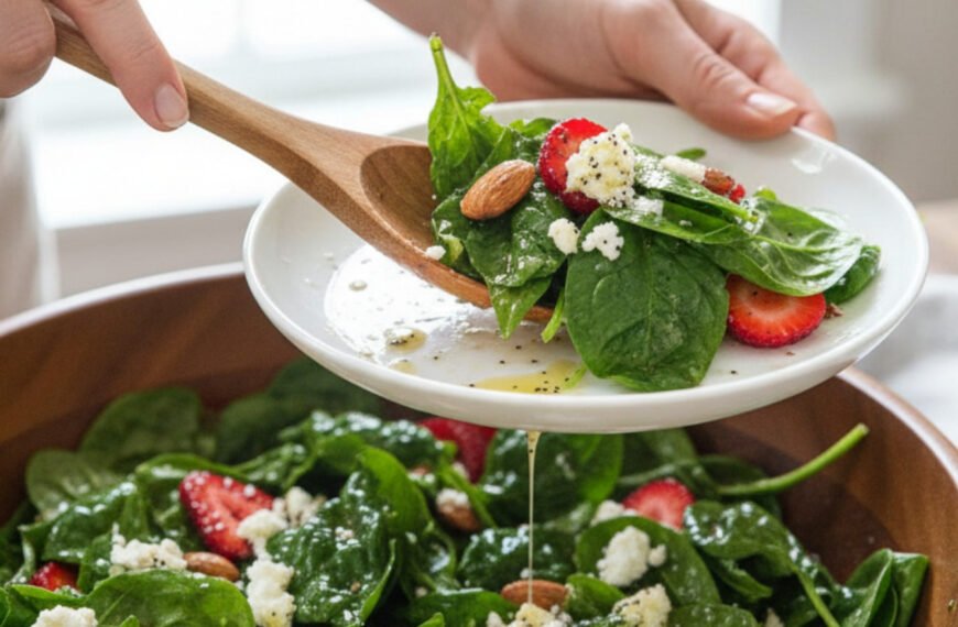 Easy Strawberry Spinach Salad with Poppy Seed Dressing