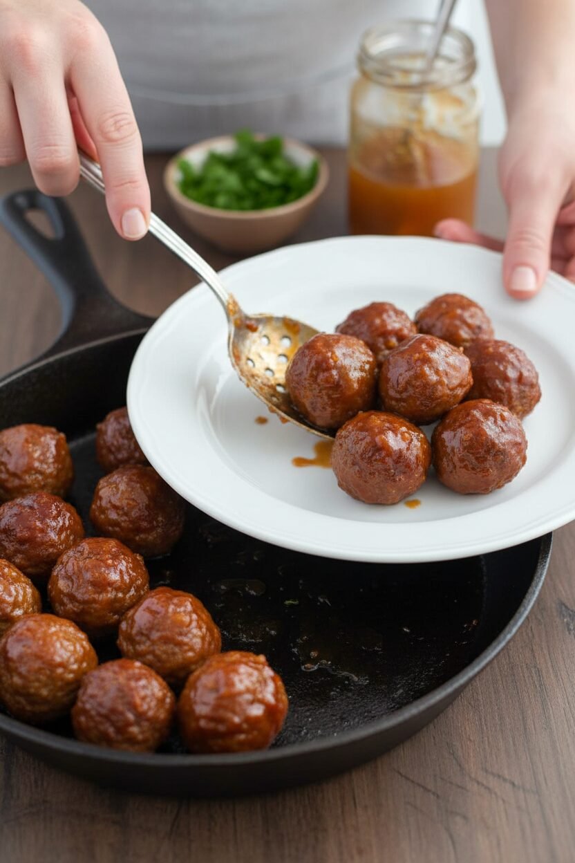 Sweet Sticky Garlic Meatballs