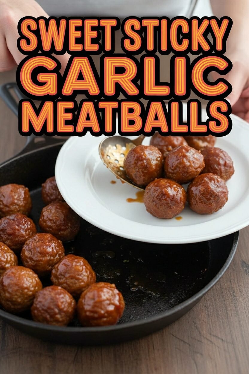 Sweet Sticky Garlic Meatballs