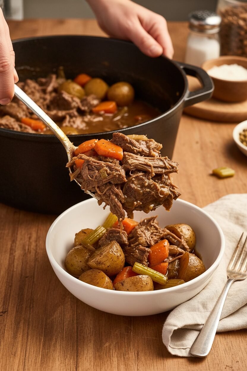 Tender Slow Cooked Beef and Carrots