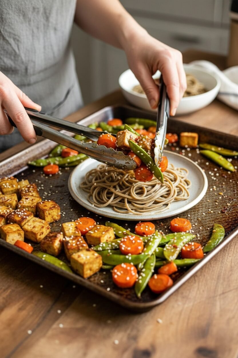 Tofu and Vegetable Sheet Pan Bake