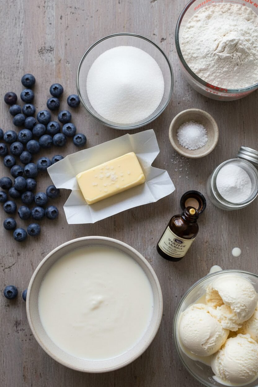 Warm Blueberry Cobbler with Vanilla Ice Cream