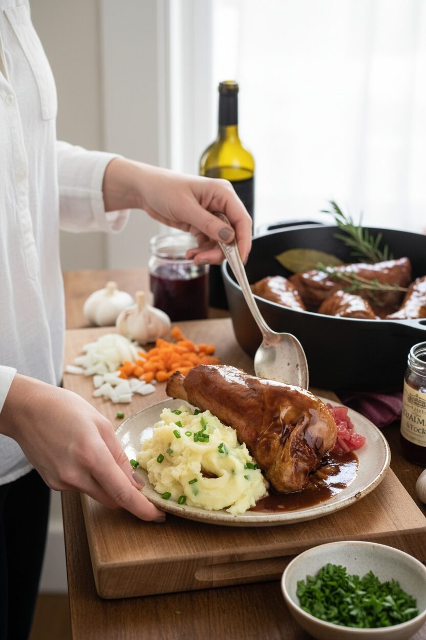 Wine-Braised Lamb Shanks with Fresh Herbs