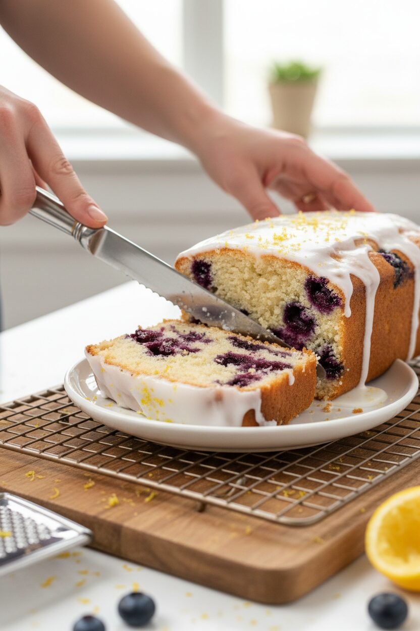 Zesty Lemon Blueberry Loaf with Glaze