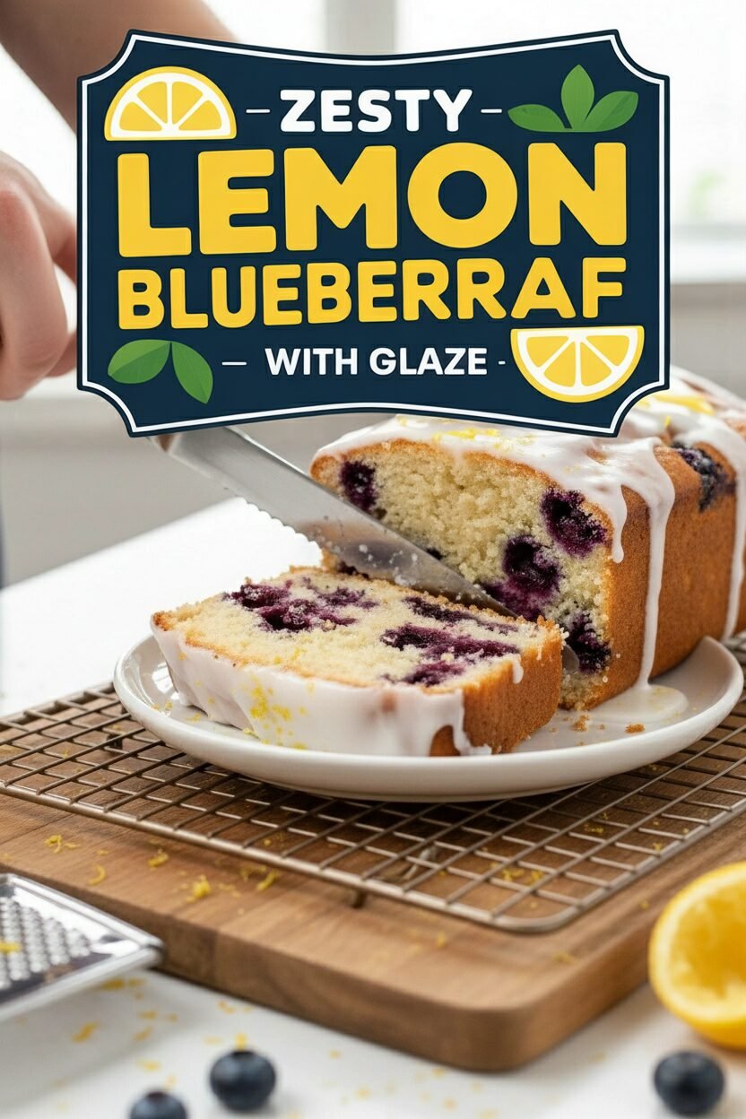 Zesty Lemon Blueberry Loaf with Glaze