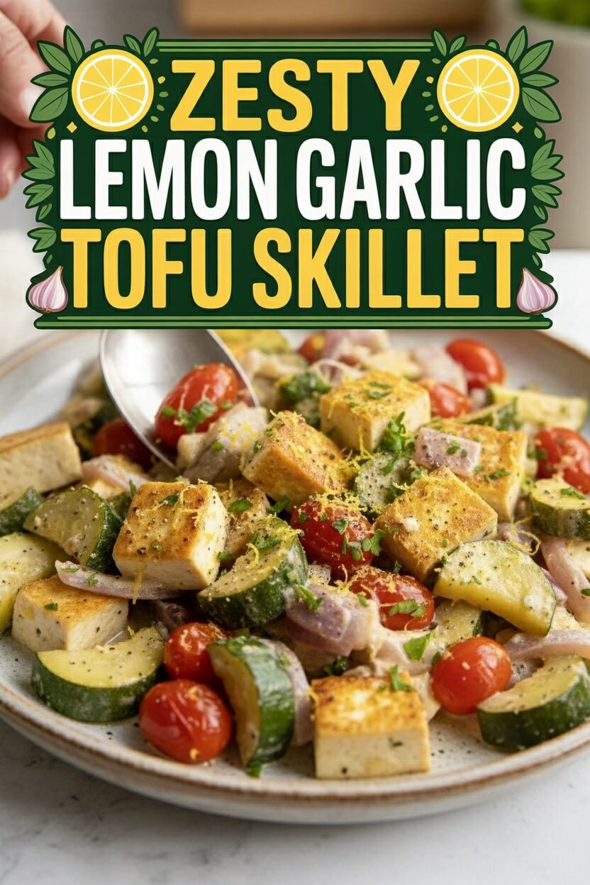 Zesty Lemon Garlic Tofu Skillet