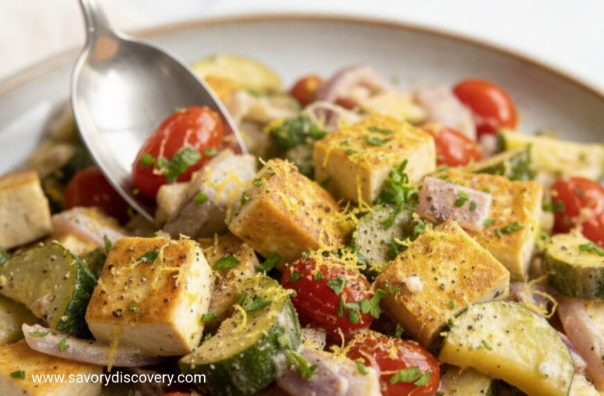 Zesty Lemon Garlic Tofu Skillet