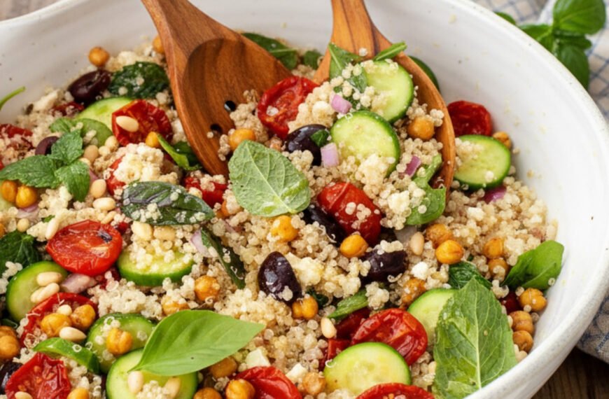 Healthy Mediterranean Quinoa Salad with Feta and Lemon