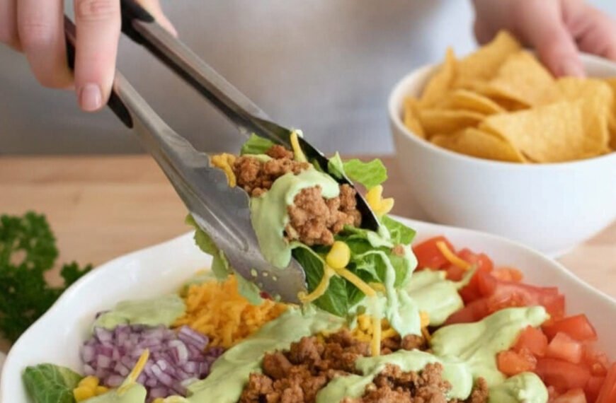 Zesty Turkey Taco Salad with Avocado Dressing