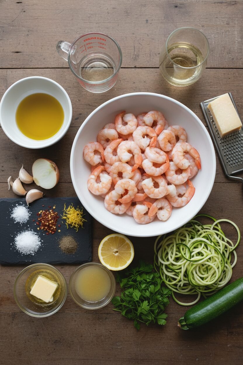 Zucchini Noodle Shrimp Scampi Bake