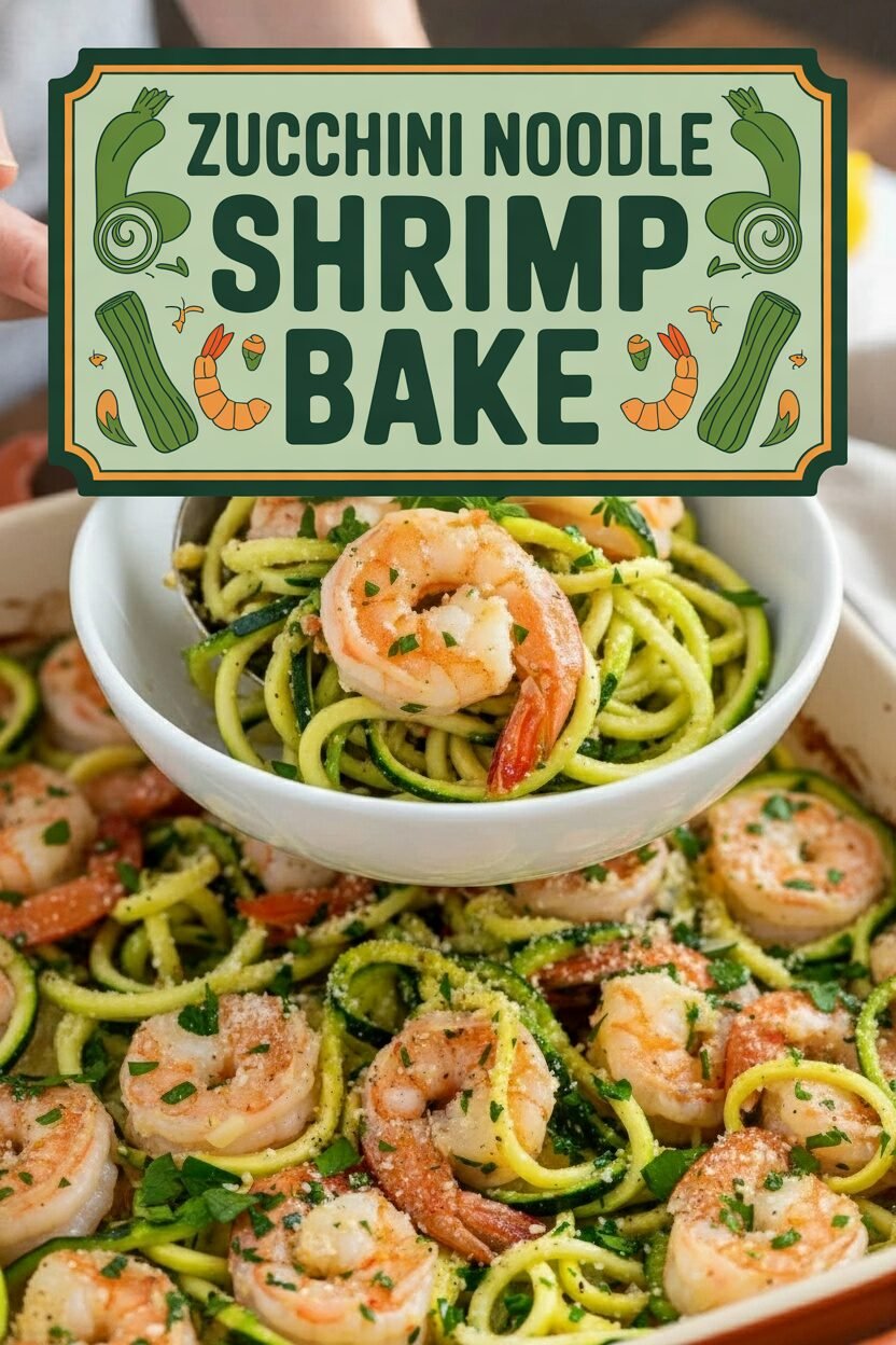 Zucchini Noodle Shrimp Scampi Bake