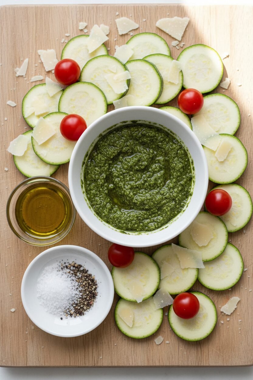 Zucchini Pesto with Blistered Tomatoes