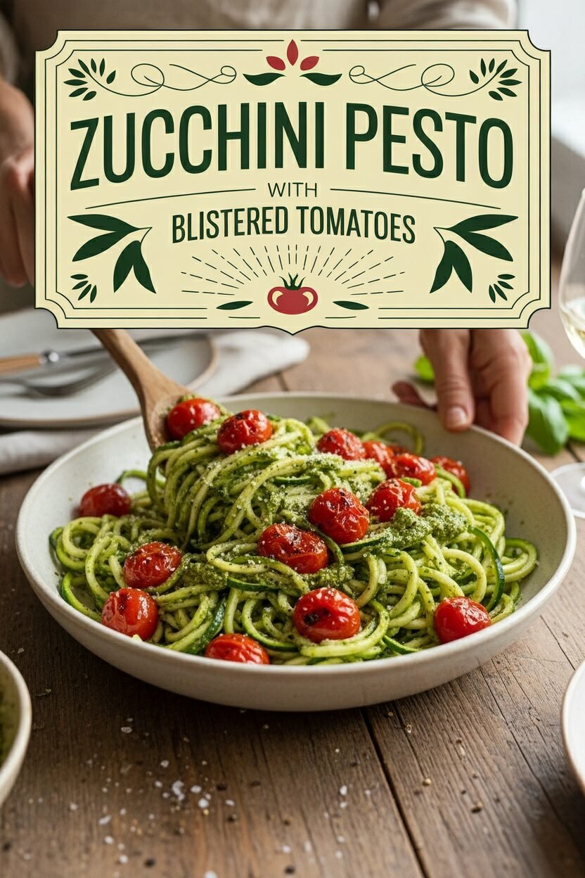 Zucchini Pesto with Blistered Tomatoes