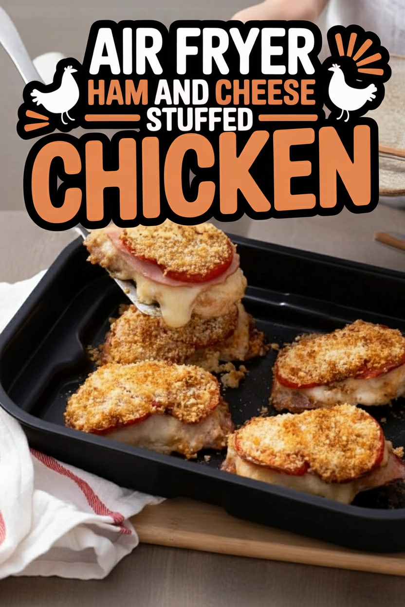 Air Fryer Ham and Cheese Stuffed Chicken