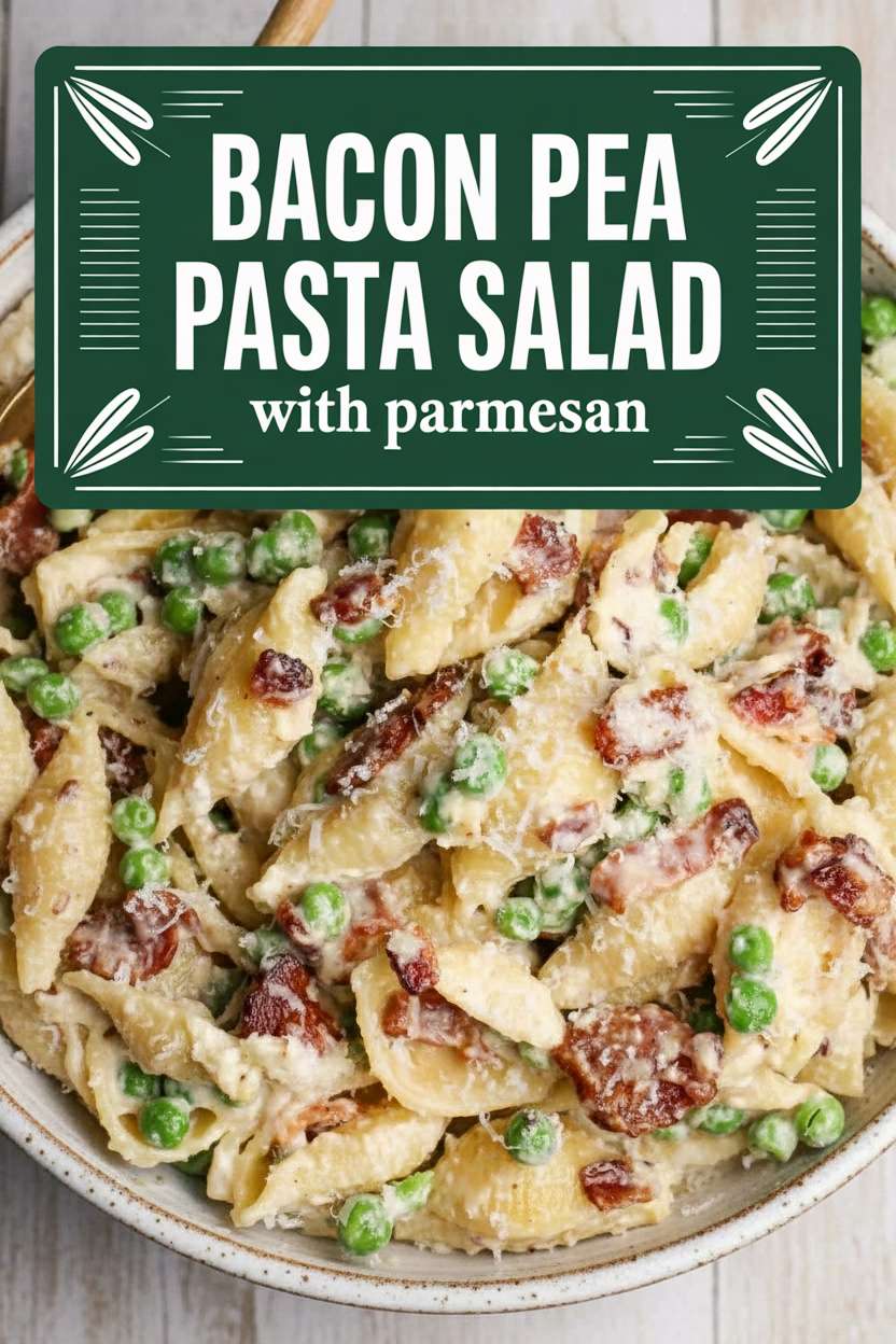 Bacon Pea Pasta Salad with Parmesan