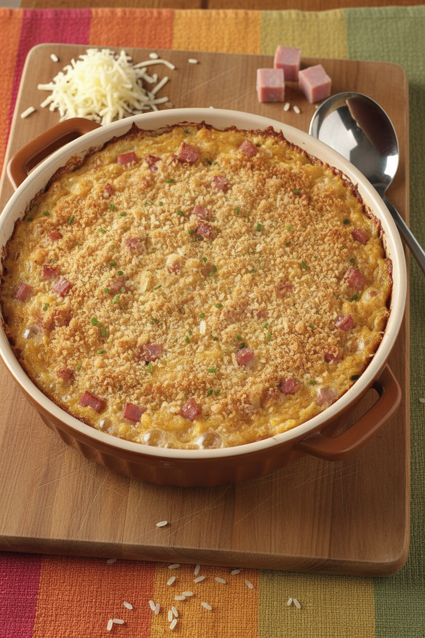 Baked Potato Ham and Swiss Casserole