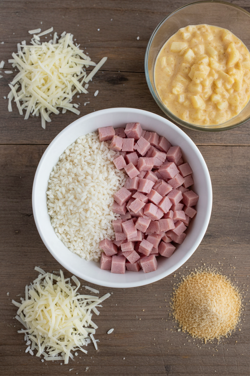 Baked Potato Ham and Swiss Casserole