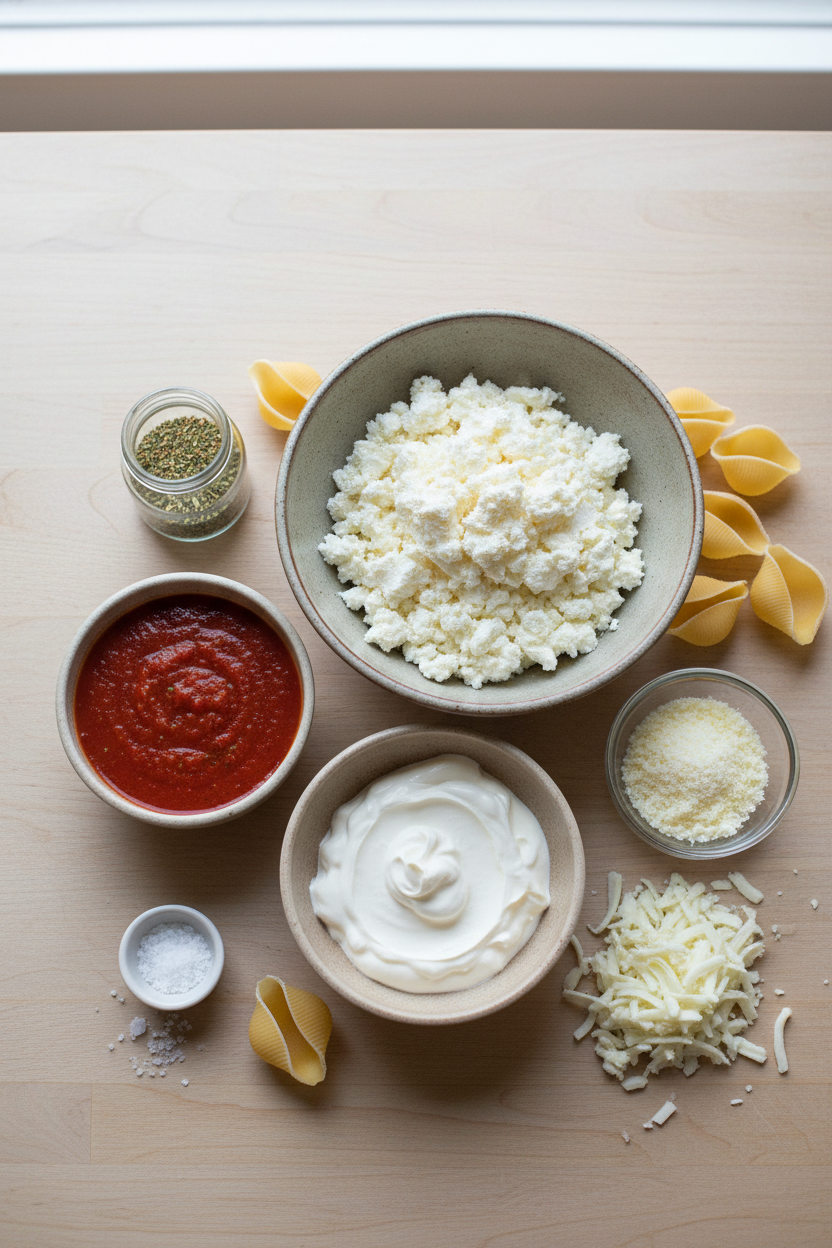 Baked Ricotta Shells in Tomato Sauce