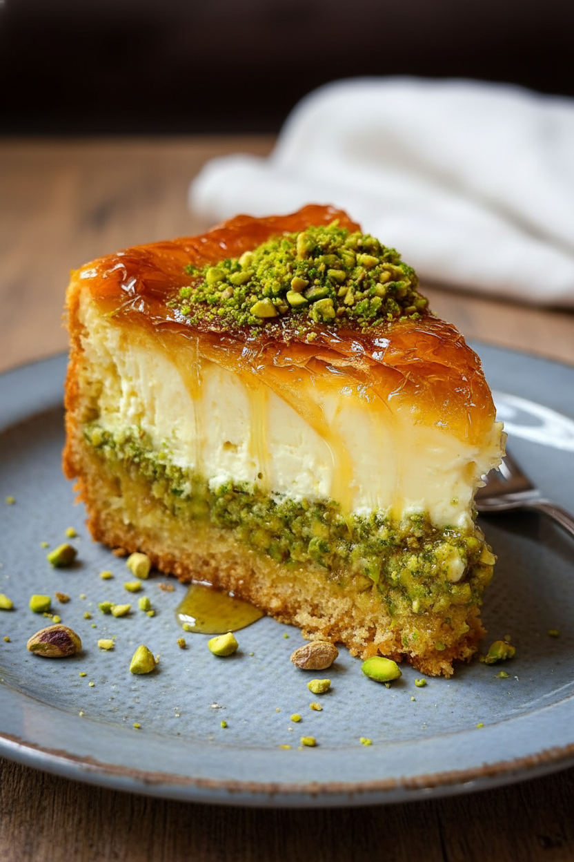Baklava Cheesecake Recipe with Pistachio Crust