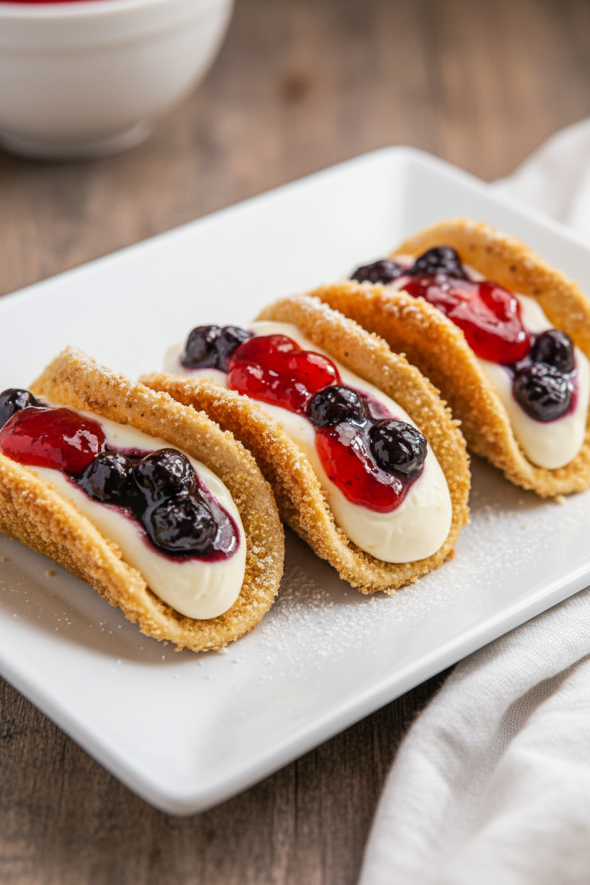 Berry Cheesecake Dessert Tacos