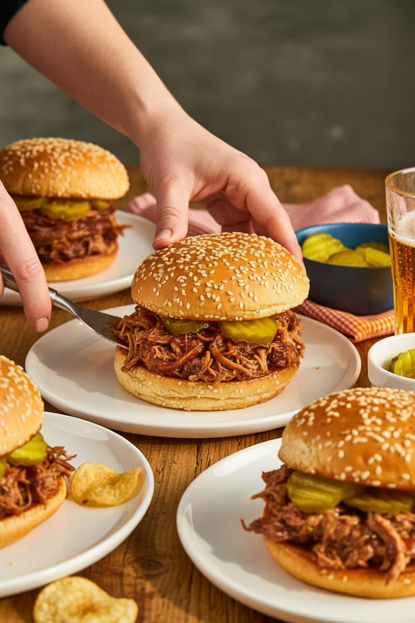 Big Batch Slow Cooker Pulled Pork Sandwiches