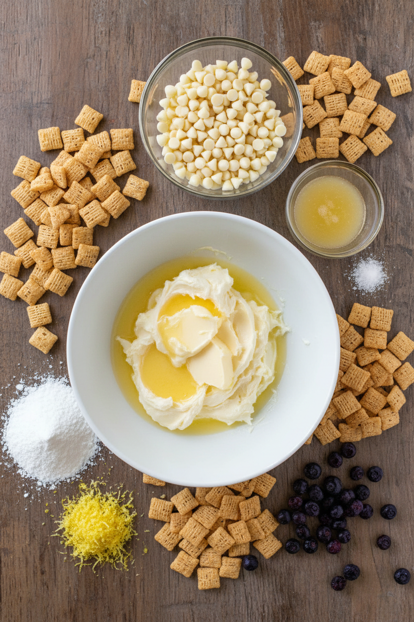 Blueberry Lemon Cheesecake Puppy Chow