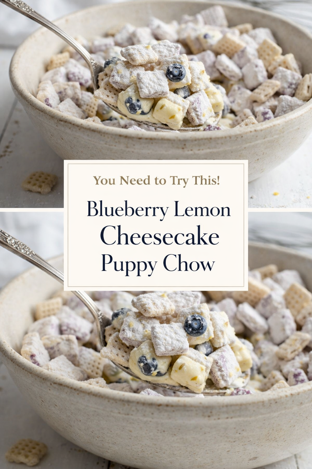 Blueberry Lemon Cheesecake Puppy Chow