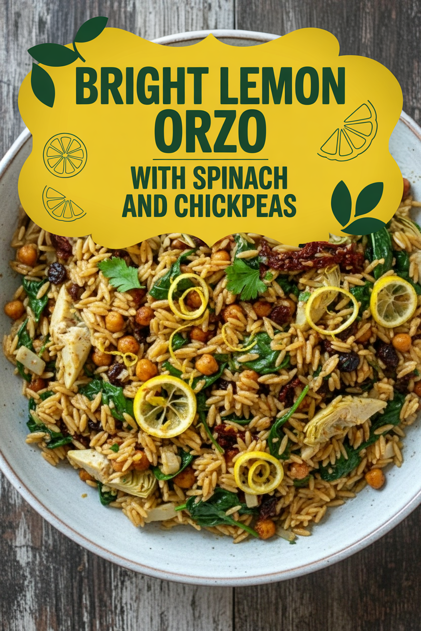 Bright Lemon Orzo with Spinach and Chickpeas