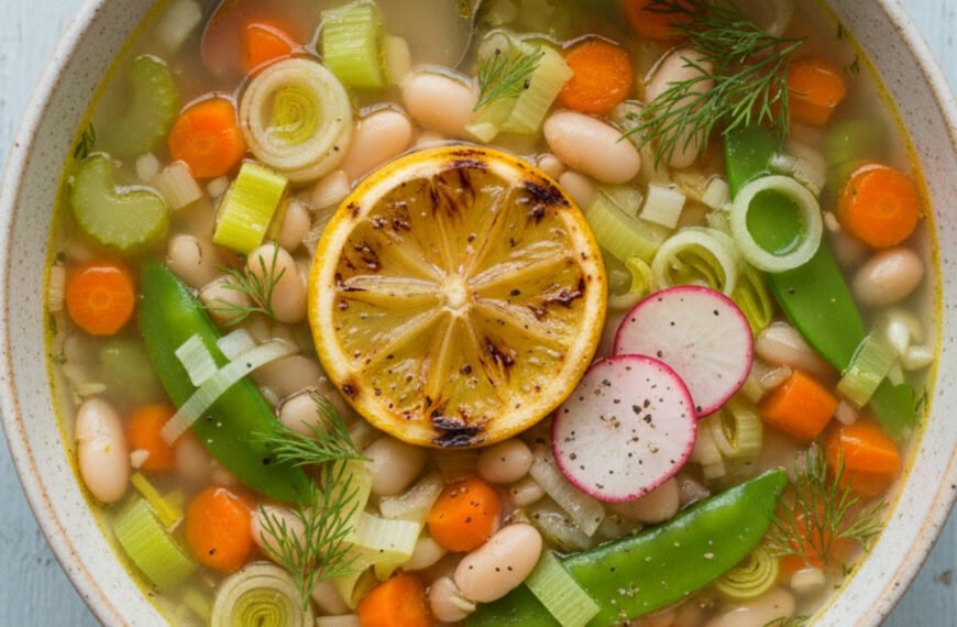 Spring Vegetable Soup with White Beans and Lemon