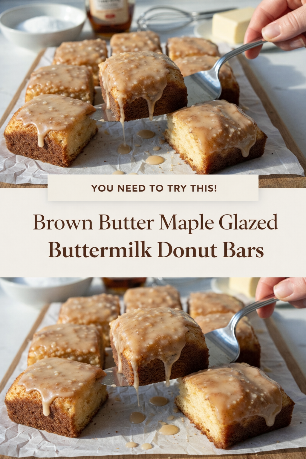 Brown Butter Maple Glazed Buttermilk Donut Bars
