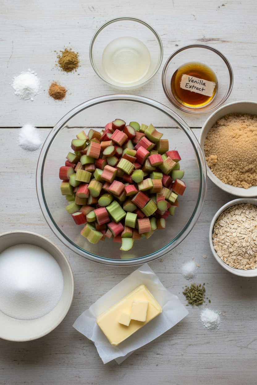 Buttery Rhubarb Crumb Bars
