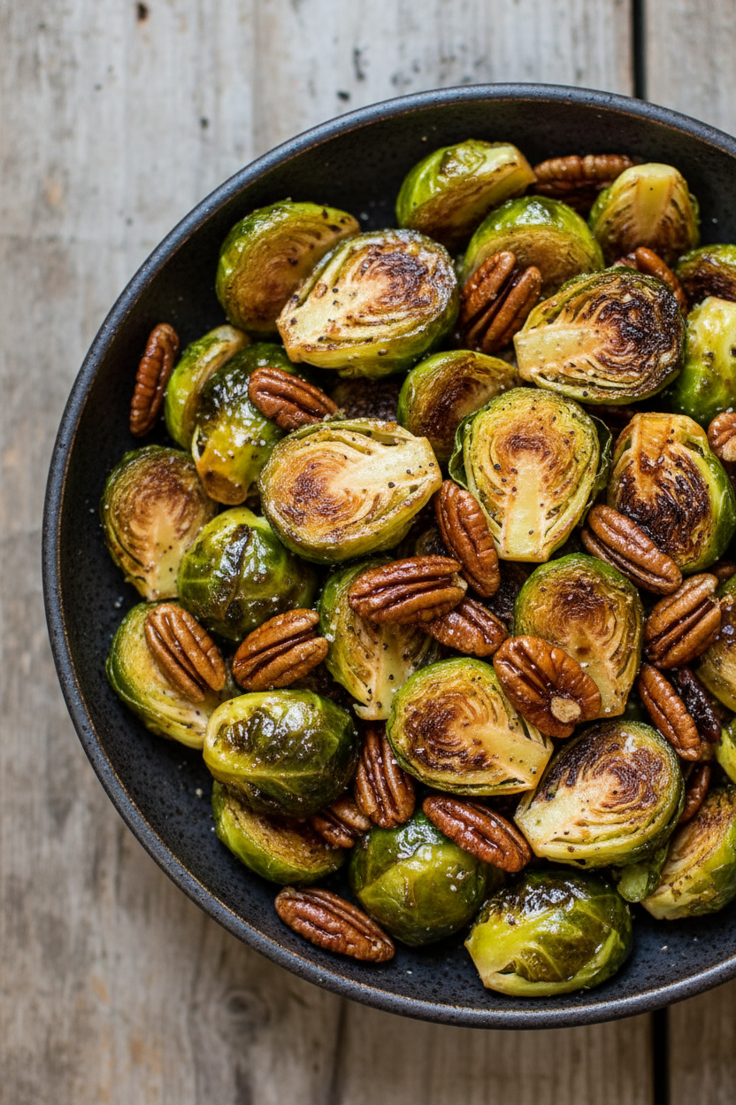 Caramelized Maple Pecan Brussels Sprouts