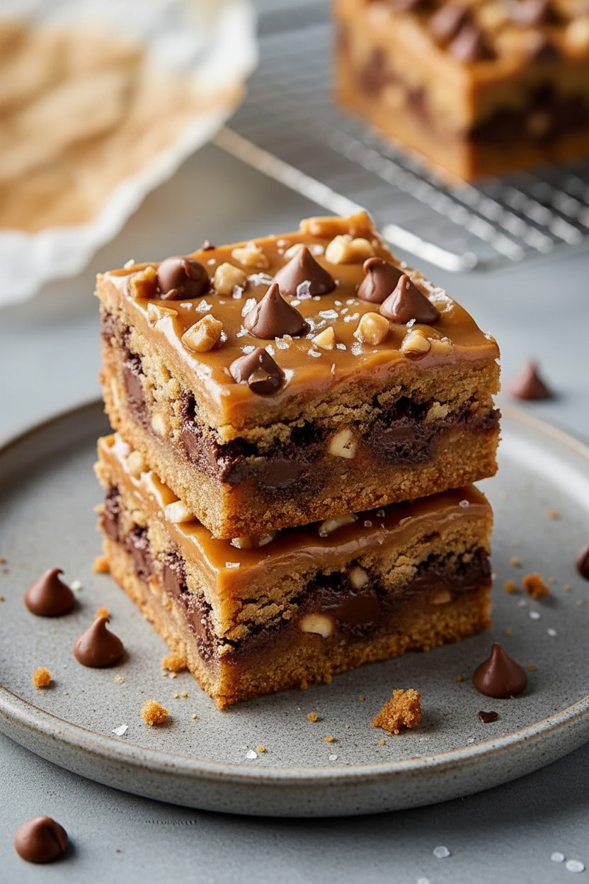 Chewy Caramel Chocolate Chip Cookie Bars Recipe