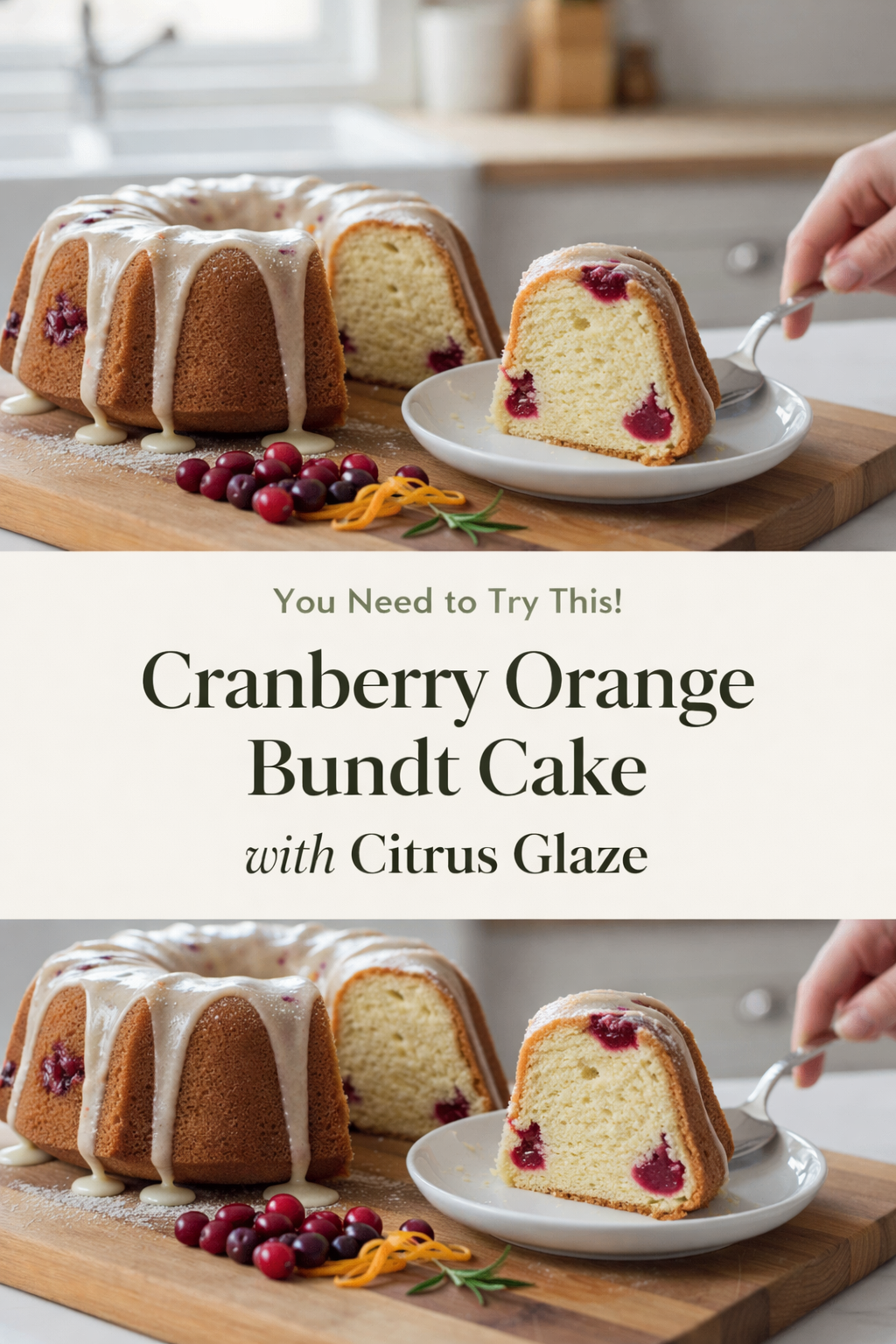 Cranberry Orange Bundt Cake with Citrus Glaze