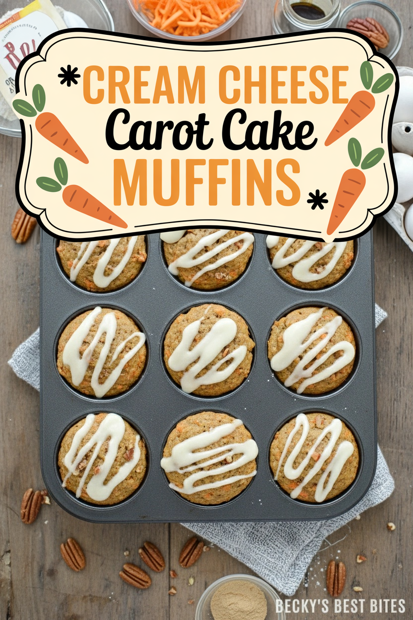 Cream Cheese Drizzled Carrot Cake Muffins