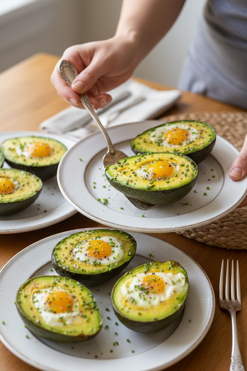 Creamy Avocado Baked Eggs