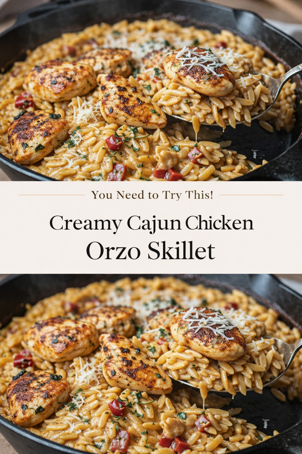 Creamy Cajun Chicken Orzo Skillet