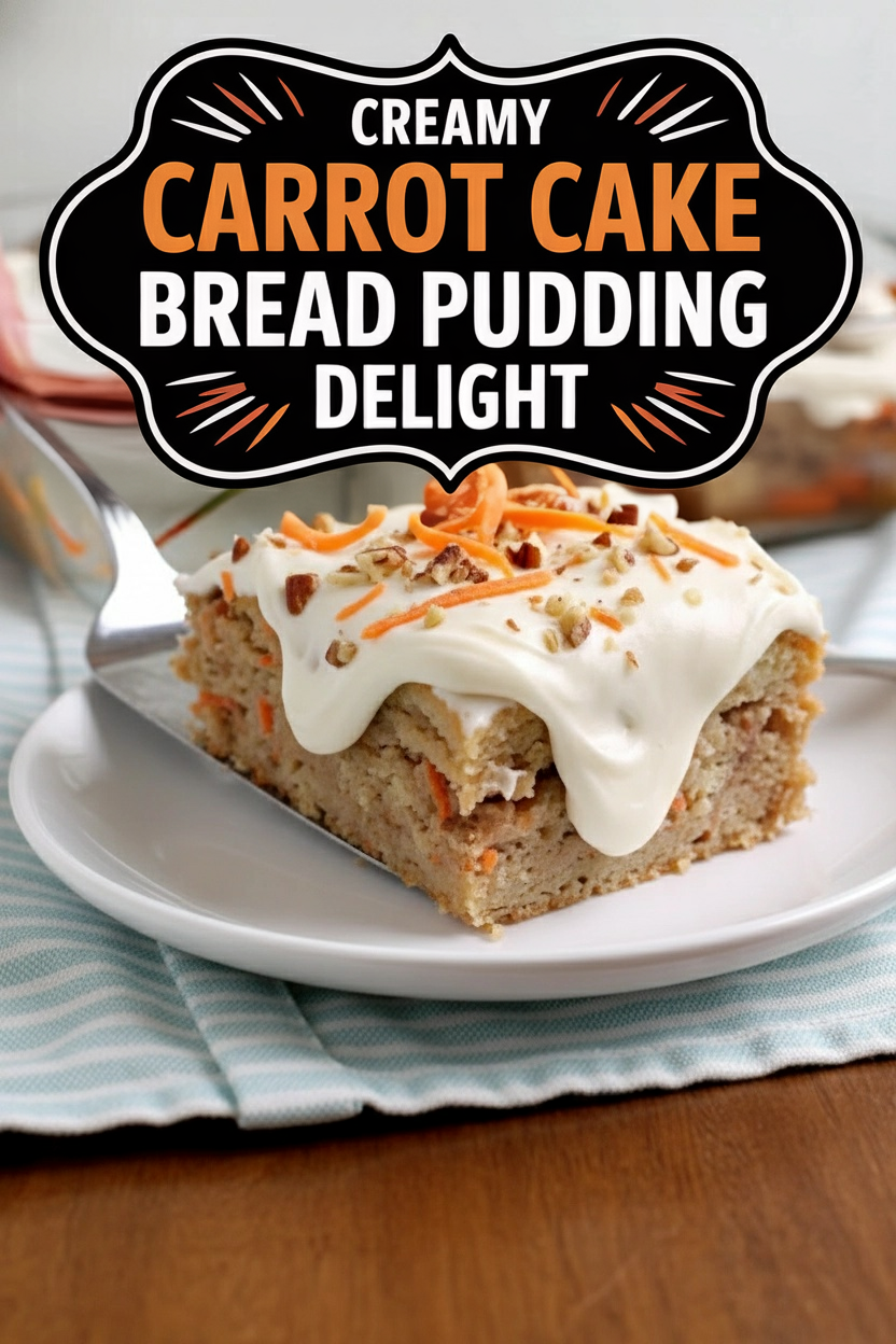 Creamy Carrot Cake Bread Pudding Delight