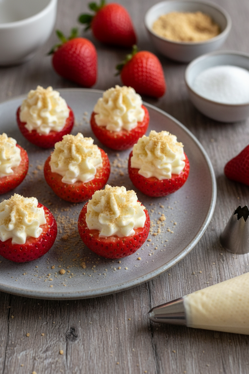 Creamy Cheesecake Stuffed Strawberries