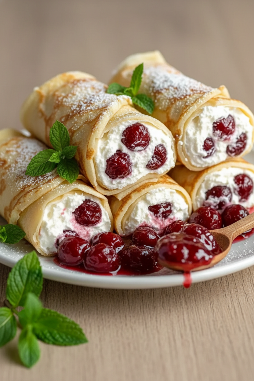 Creamy Cherry Cinnamon Tortilla Roll-Ups