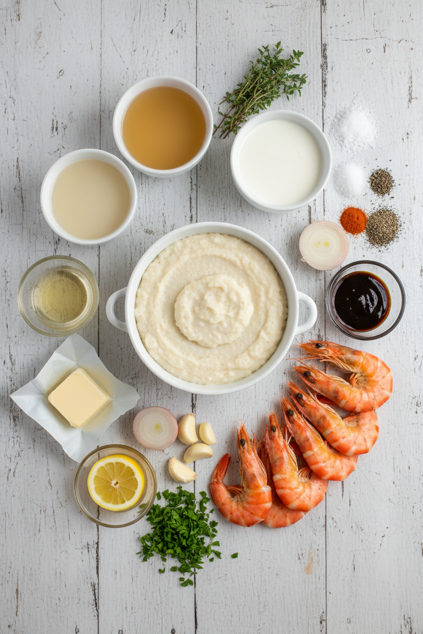 Creamy Grits with Garlic Butter Shrimp