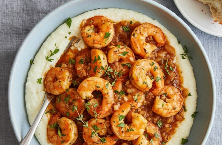 Creamy Grits with Garlic Butter Shrimp