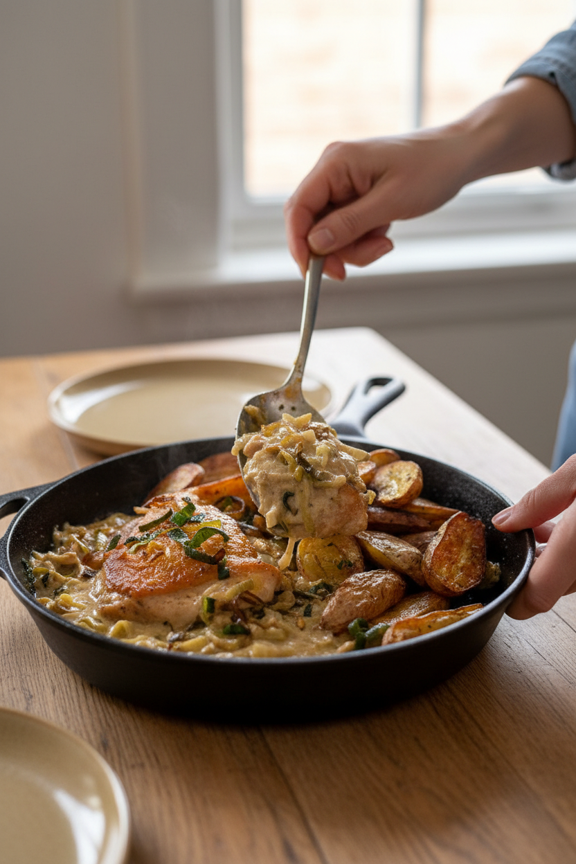 Creamy Leek and Chicken Thigh Skillet