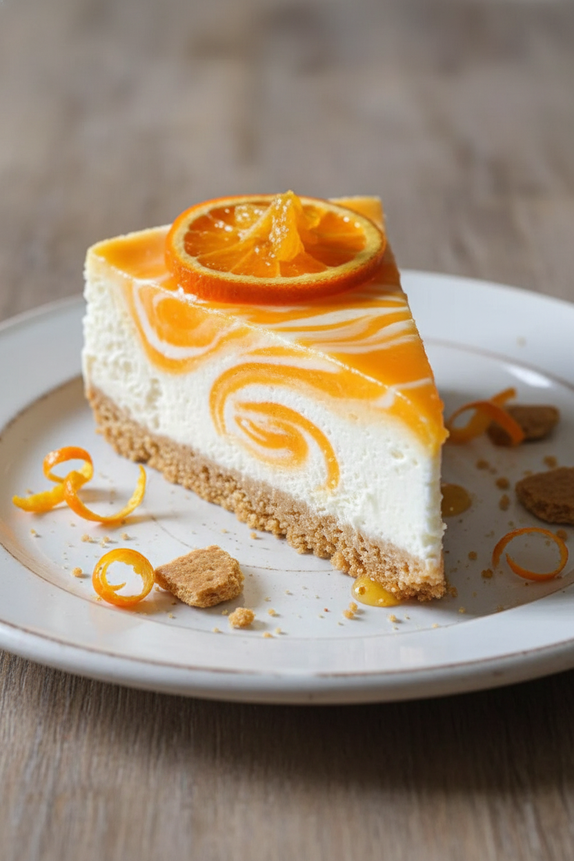 Creamy Orange Cheesecake with a Graham Cracker Crust