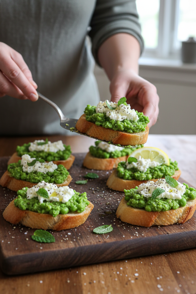 Creamy Pea and Ricotta Pepper Toast