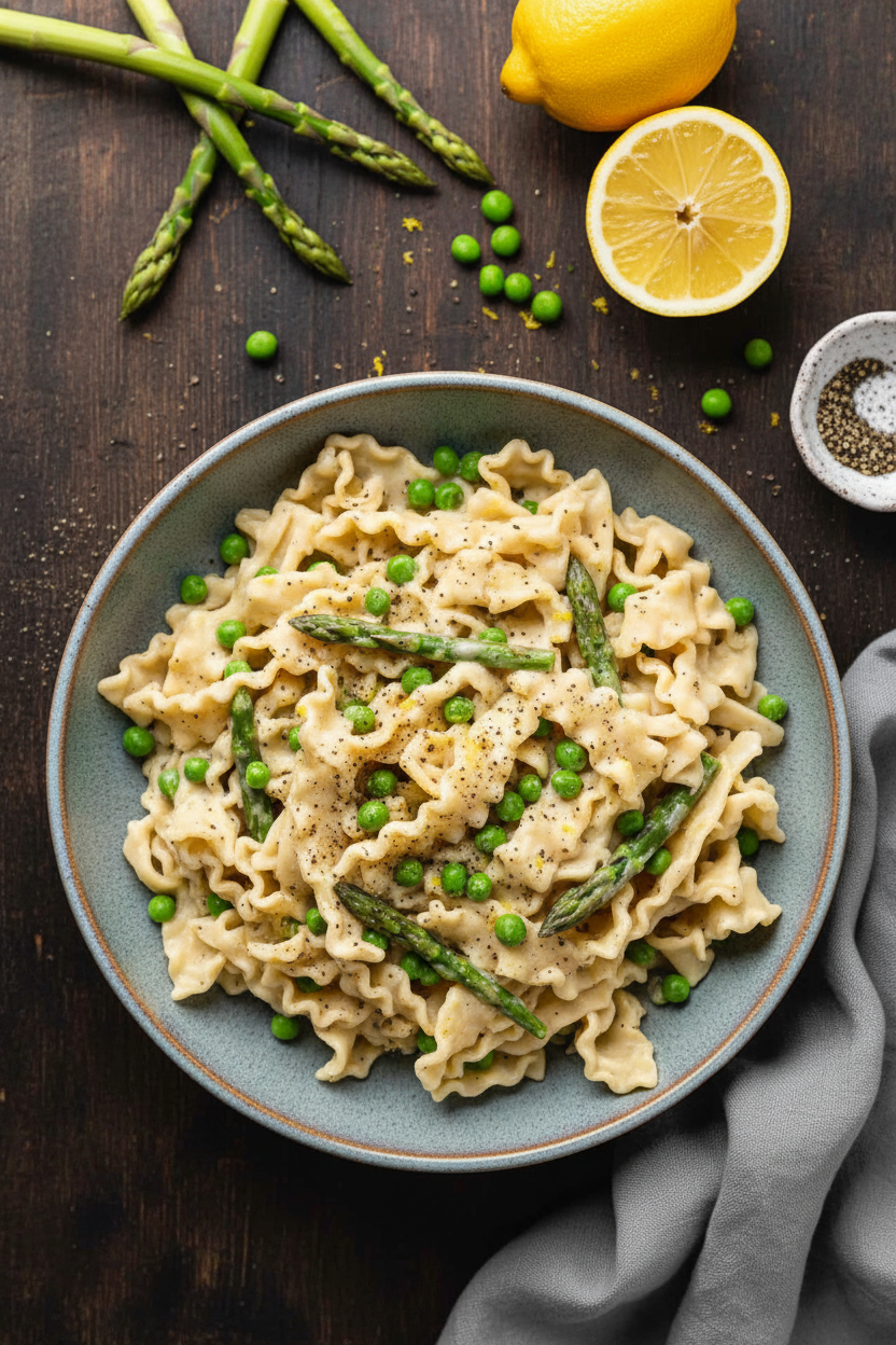 Creamy Spring Pea and Asparagus Pasta