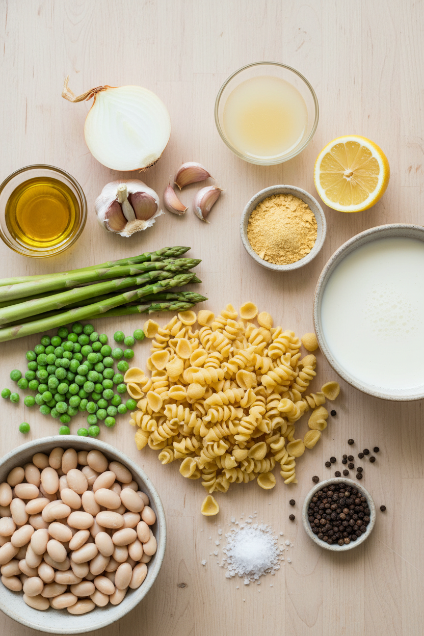 Creamy Spring Pea and Asparagus Pasta